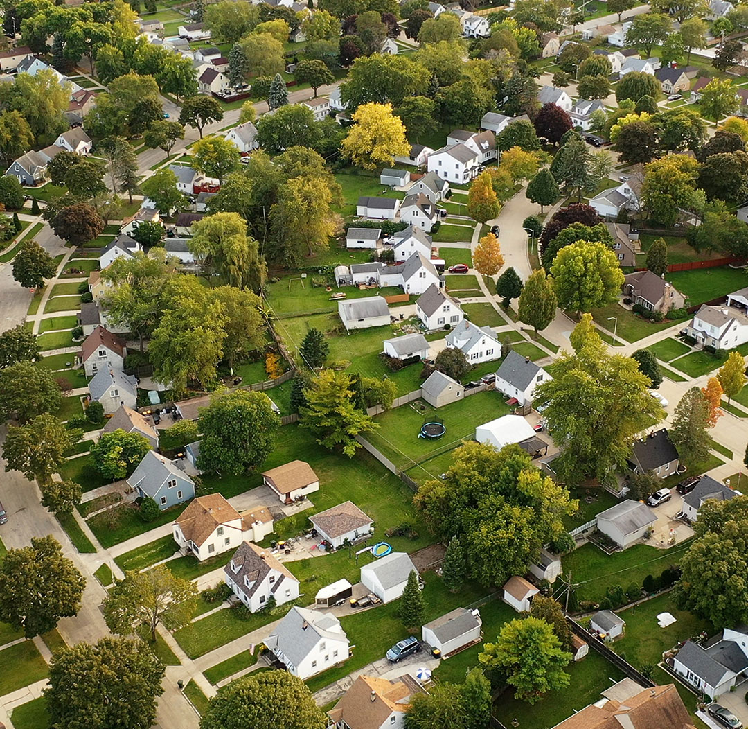 Overhead image of a neighborhood